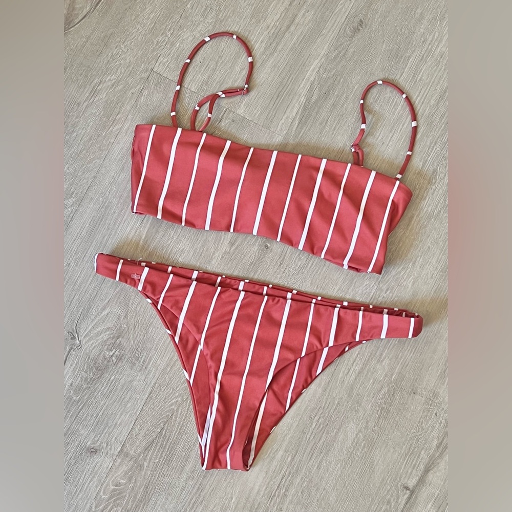 Skin by Same Los Angeles Rust Striped Bikini Size L